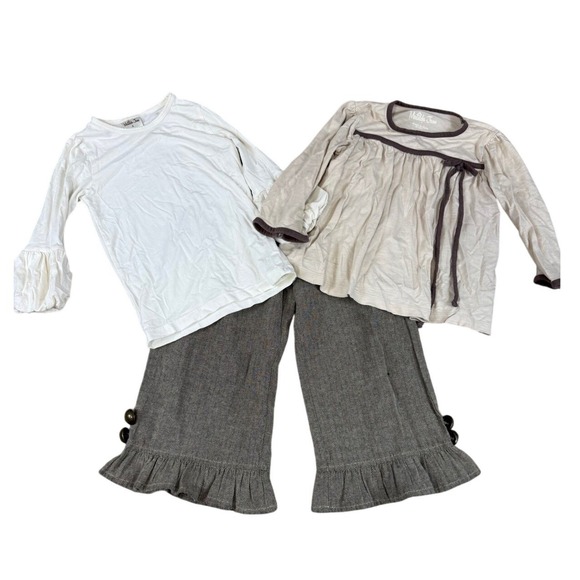 Matilda Jane Pants - LOT Matilda Jane Girls Herringbone Ruffle Pants Bell Sleeve Tunic Tops 4